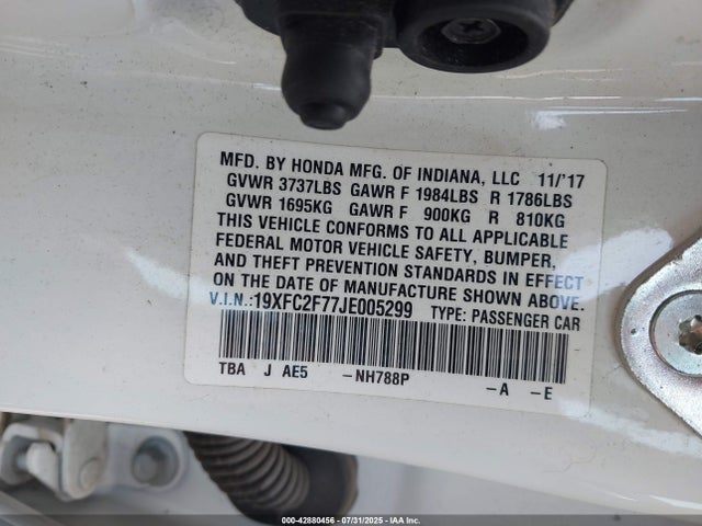 Honda k20c2 2018 19XFC2F77JE005299 Image 9