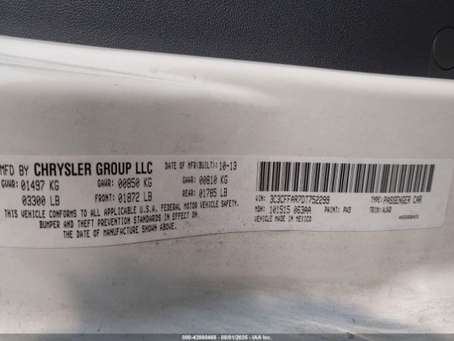 2013 FIAT 500 3C3CFFAR7DT752299 Photo 8