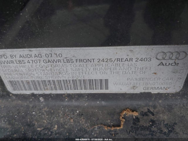 2011 AUDI A4 WAUAFAFL1BN010050 Photo 8
