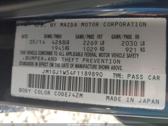JM1GJ1W54F1189890 Mazda MAZDA6