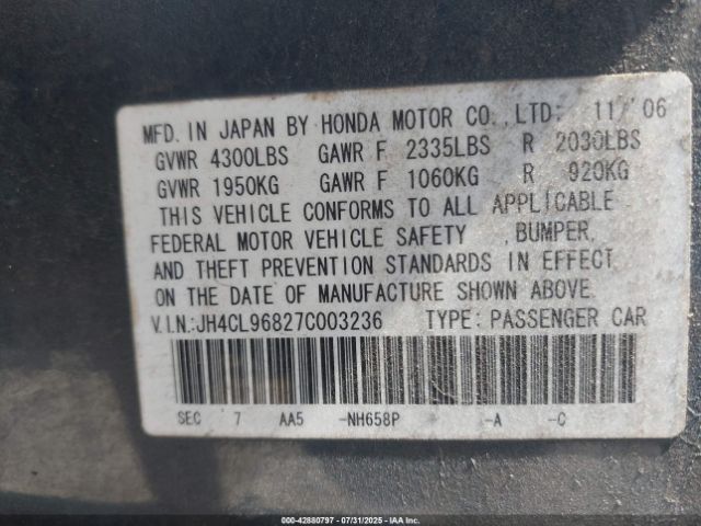 2007 ACURA TSX JH4CL96827C003236 Photo 8