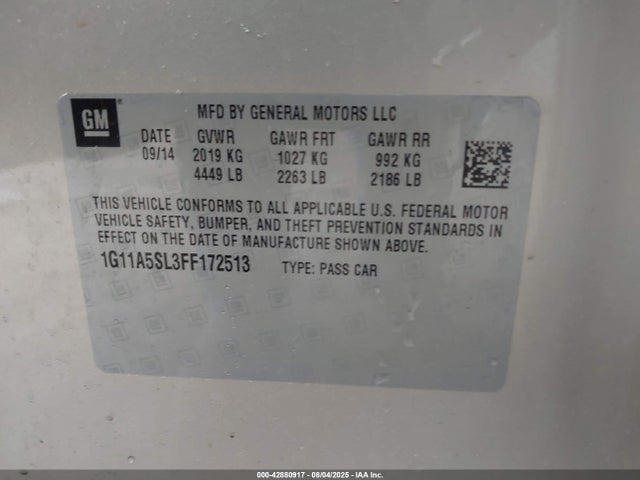 Chevrolet lkw 2015 1G11A5SL3FF172513 Image 9