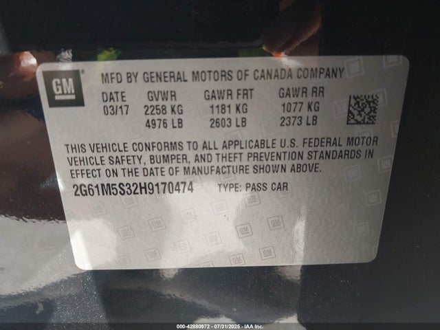 2017 CADILLAC XTS 2G61M5S32H9170474 Photo 8