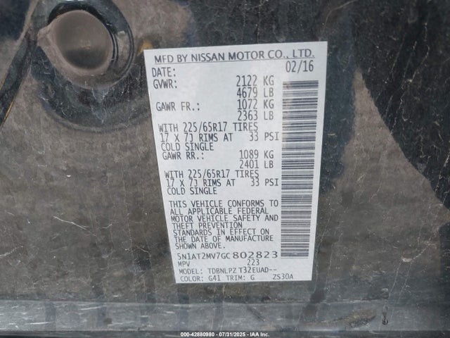 Nissan 2016 2016 5N1AT2MV7GC802823 Image 9