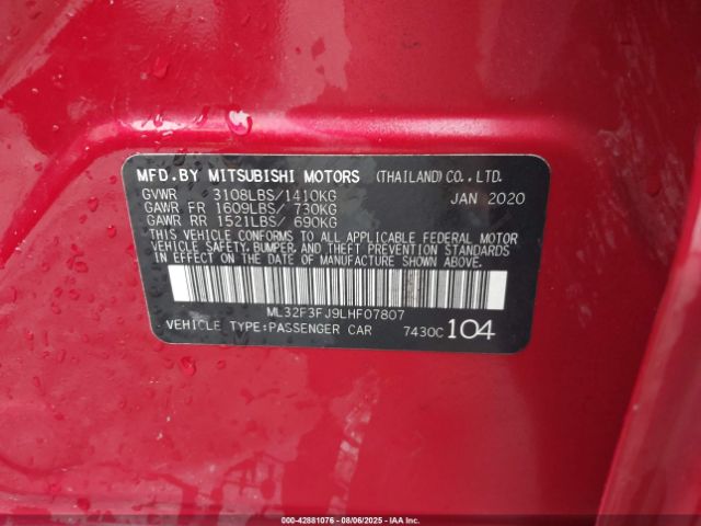 2020 MITSUBISHI MIRAGE G4 ML32F3FJ9LHF07807 Photo 8