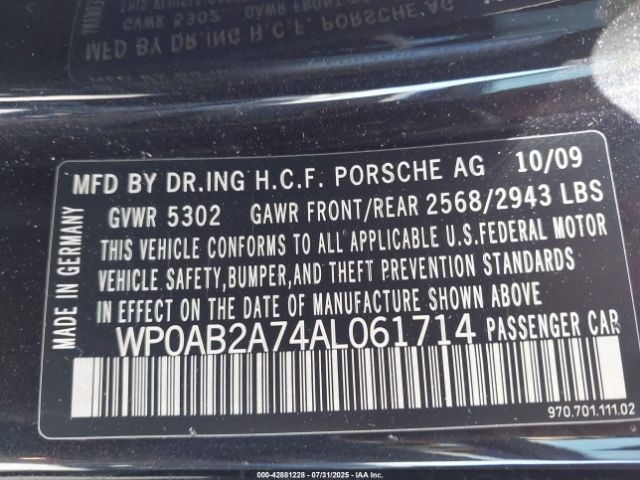 2010 PORSCHE PANAMERA WP0AB2A74AL061714 Photo 8