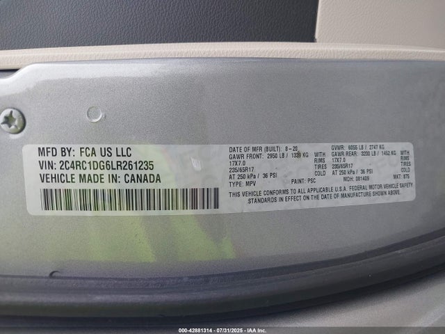 2C4RC1DG6LR261235 Chrysler 2020