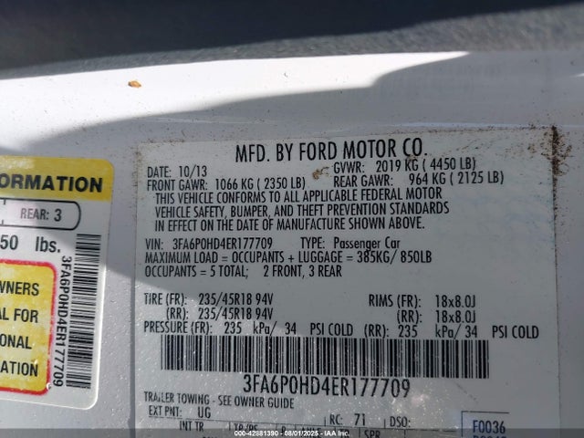 Ford Fusion 2014 3FA6P0HD4ER177709 Image 9