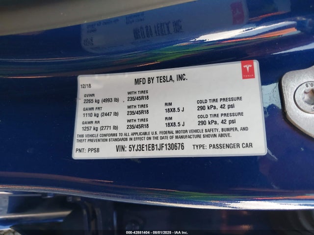 5YJ3E1EB1JF130676 Tesla 2018