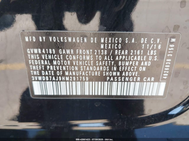 Volkswagen 1.4 tsi 2017 3VWDB7AJ9HM291759 Image 9