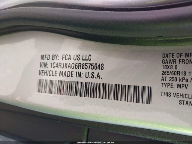 1C4RJKAG6R8575648 Jeep GRAND CHEROKEE L