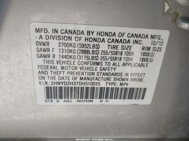 2013 ACURA MDX 2HNYD2H37DH510035 Photo 8