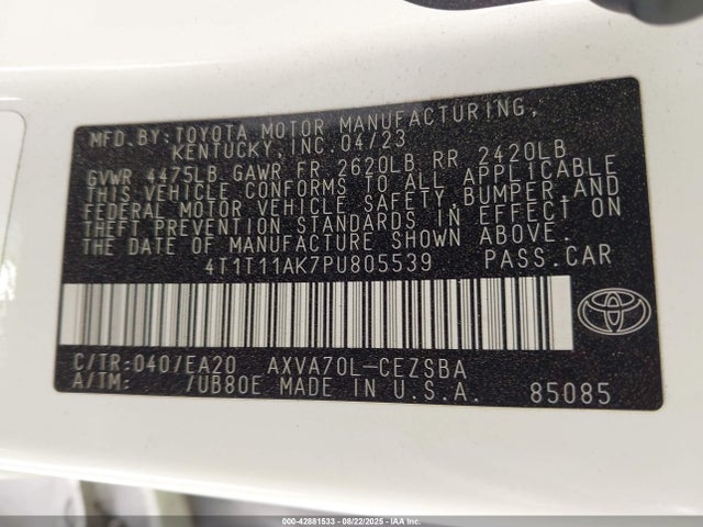 4T1T11AK7PU805539 Toyota a25a-fks
