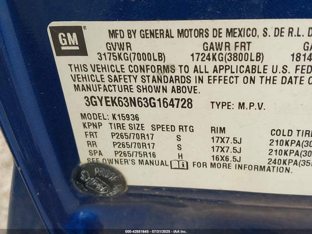 2003 CADILLAC ESCALADE EXT 3GYEK63N63G164728 Photo 8