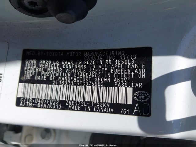 Toyota 2zr-fe 2014 2T1BURHE5EC075663 Image 9