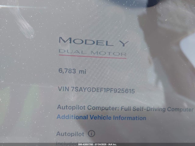 2023 TESLA MODEL Y 7SAYGDEF1PF925615 Photo 6