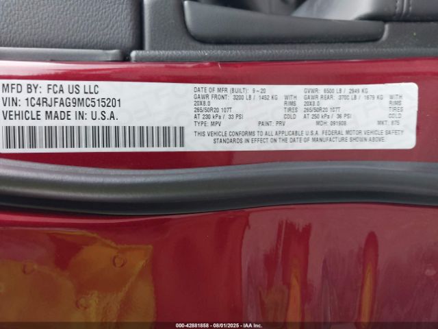 2021 JEEP GRAND CHEROKEE 1C4RJFAG9MC515201 Photo 8