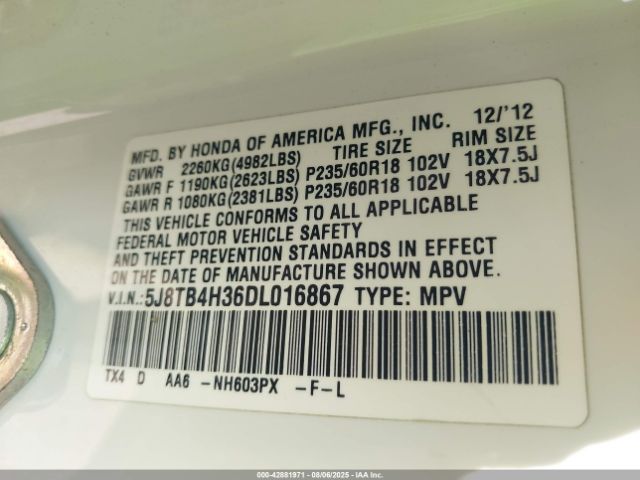 2013 ACURA RDX 5J8TB4H36DL016867 Photo 8