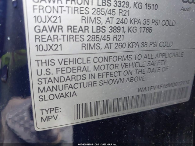 2021 AUDI Q8 WA1FVAF18MD012116 Photo 8