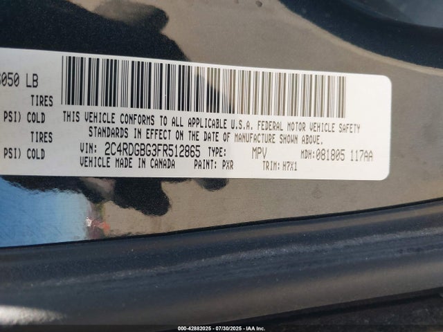 2C4RDGBG3FR512865 Dodge 2015