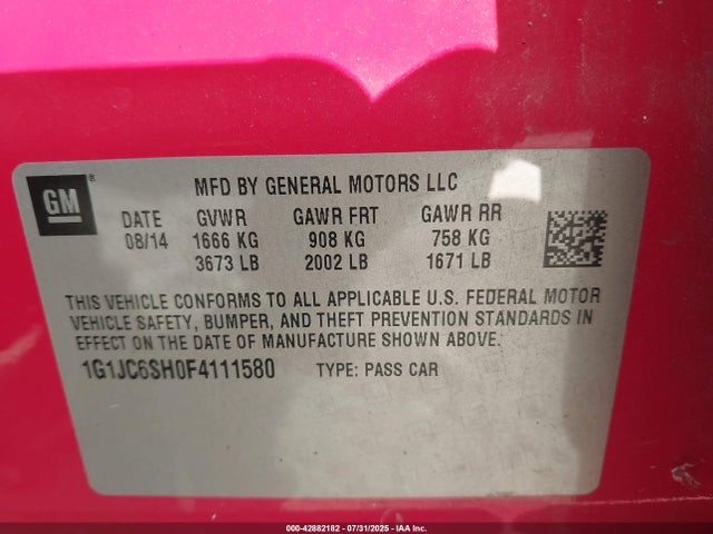 1G1JC6SH0F4111580 Chevrolet luw