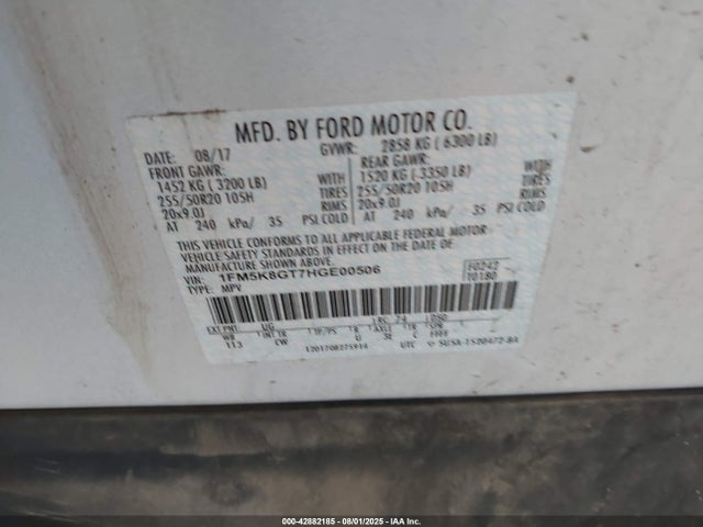 1FM5K8GT7HGE00506 Ford 3.5l gtdi