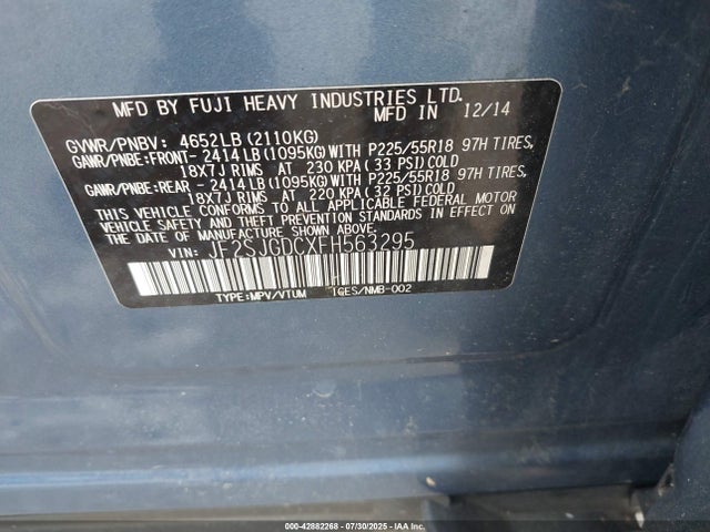 JF2SJGDCXFH563295 Subaru 2.0l turbo u4