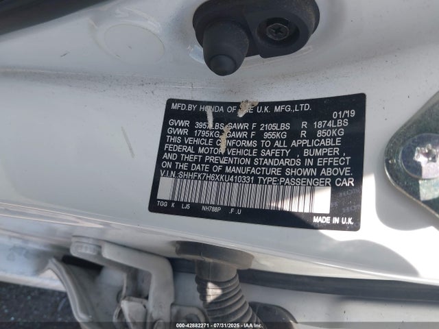 SHHFK7H6XKU410331 Honda l15ba