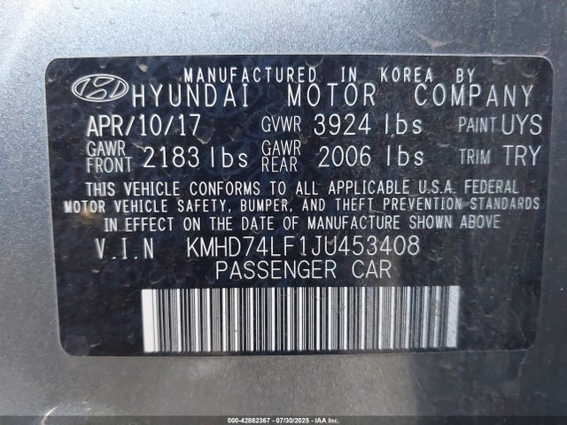 KMHD74LF1JU453408 Hyundai mpi nu