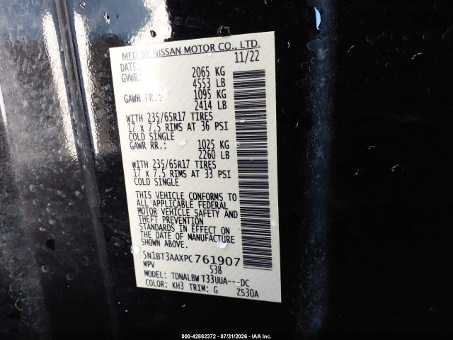 5N1BT3AAXPC761907 Nissan Rogue S Fwd