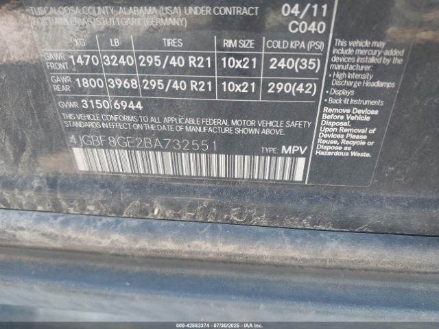 2011 MERCEDES-BENZ GL 550 4JGBF8GE2BA732551 Photo 8