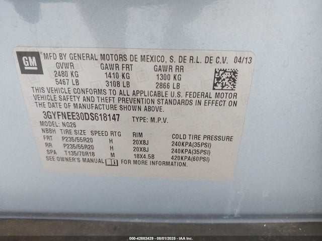 2013 CADILLAC SRX 3GYFNEE30DS618147 Photo 8