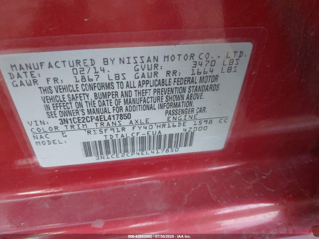 Nissan VERSA NOTE 2014 3N1CE2CP4EL417850 Image 9