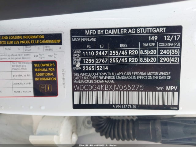 WDC0G4KBXJV065275 Mercedes-Benz m274