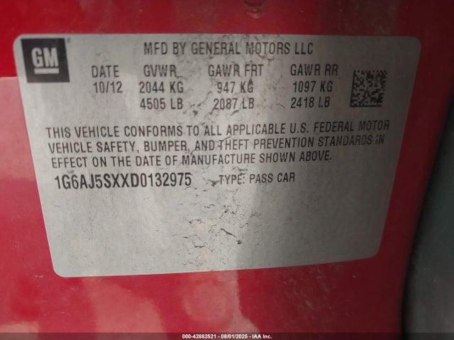 2013 CADILLAC ATS 1G6AJ5SXXD0132975 Photo 8