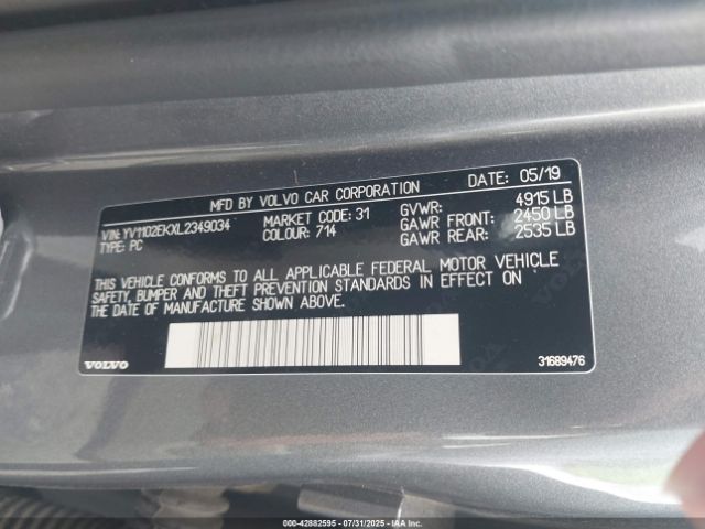 2020 VOLVO V60 YV1102EKXL2349034 Photo 8