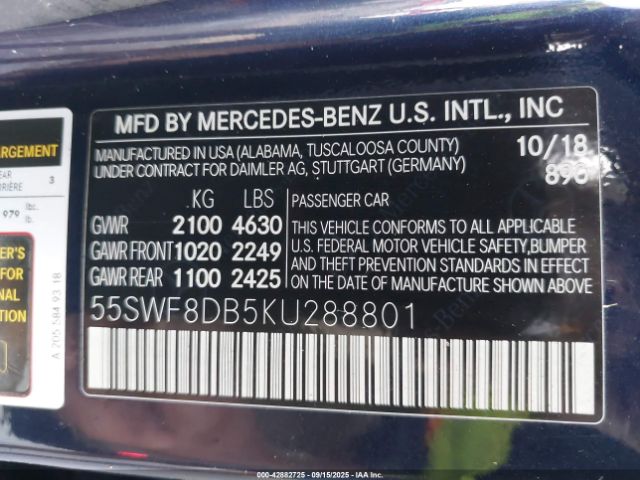 2019 MERCEDES-BENZ C 300 55SWF8DB5KU288801 Photo 8