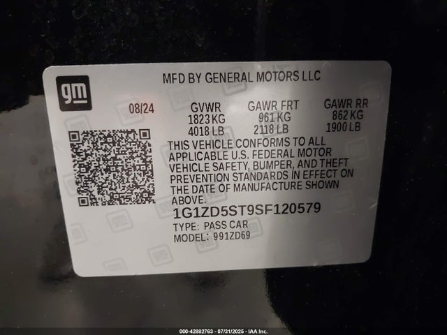 1G1ZD5ST9SF120579 Chevrolet lfv