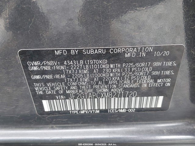 JF2GTAPCXM8271720 Subaru na