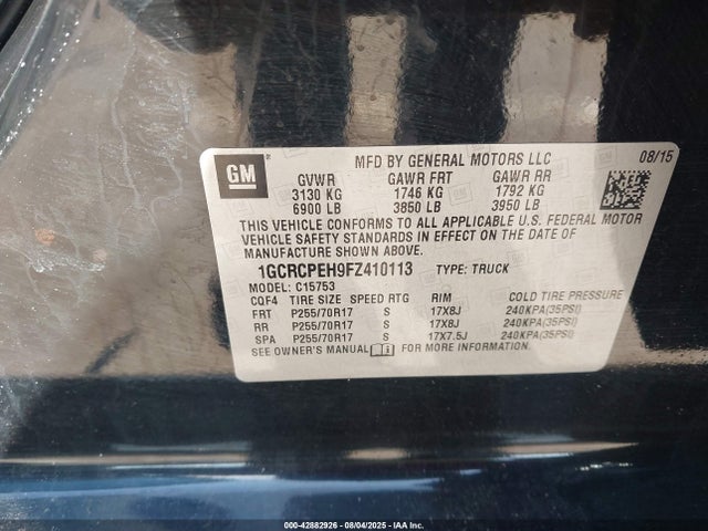 1GCRCPEH9FZ410113 Chevrolet lv3 - vvt, aluminum, e85 max