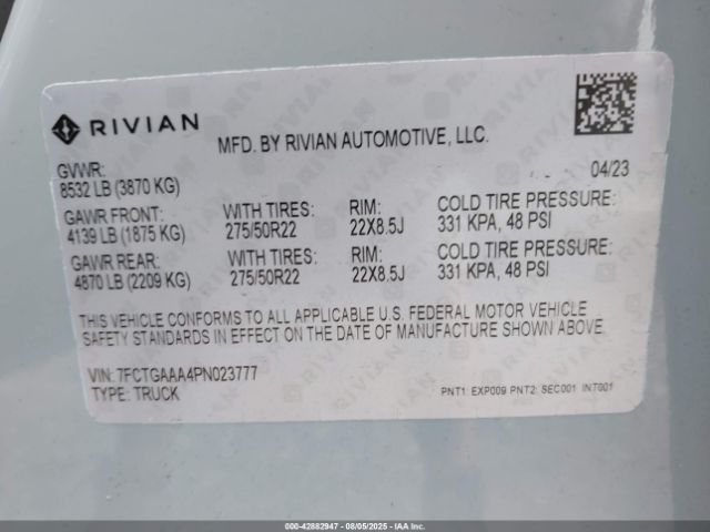 2023 RIVIAN R1T 7FCTGAAA4PN023777 Photo 8