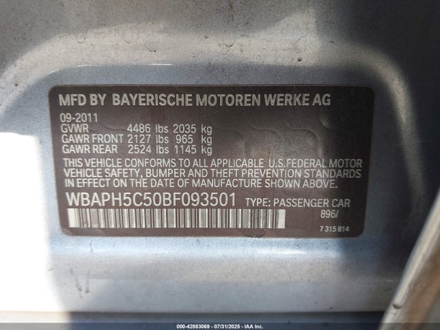 Продажа на аукционе авто 2011 Bmw 328i, vin: WBAPH5C50BF093501, номер лота: 42883069