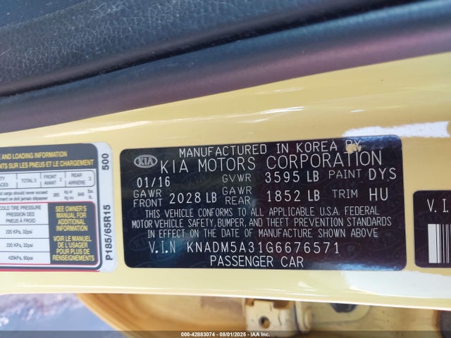 KIA gamma 2016 KNADM5A31G6676571 Image 9