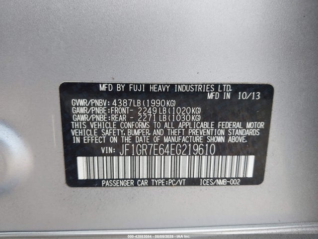 JF1GR7E64EG219610 Subaru Impreza