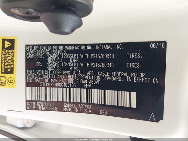 5TDKKRFH0GS163405 Toyota 2gr-fe