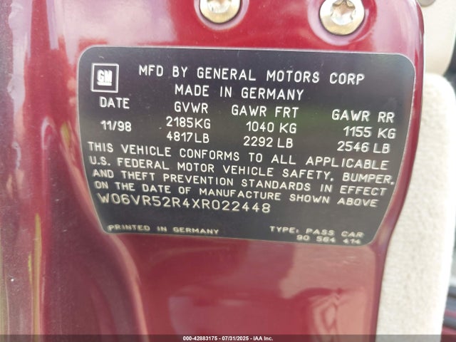 1999 CADILLAC CATERA W06VR52R4XR022448 Photo 8