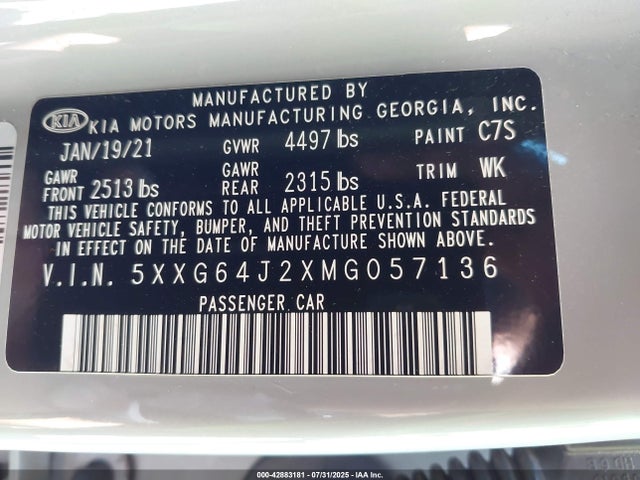 5XXG64J2XMG057136 KIA t-gdi gamma ii