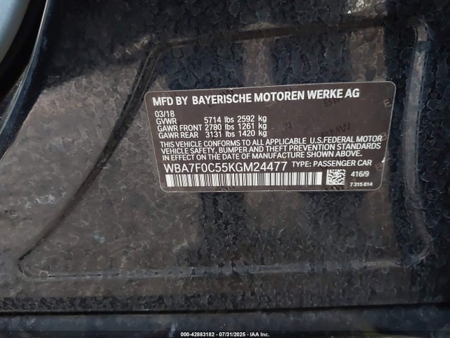 BMW 750i 2019 WBA7F0C55KGM24477 Image 9