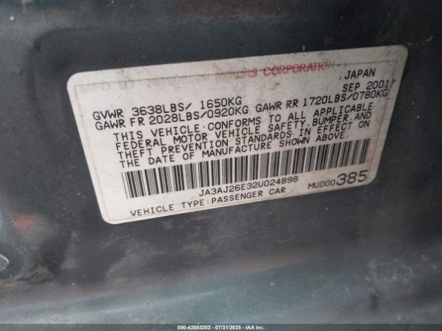 2002 MITSUBISHI LANCER JA3AJ26E32U024898 Photo 8