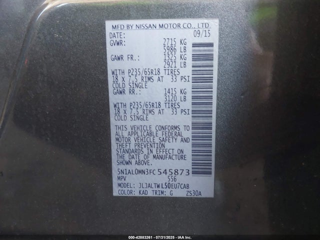 5N1AL0MN3FC545873 Infiniti QX60